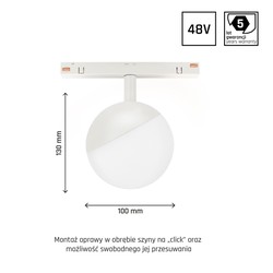 Magnetisk globarmatur WLD Shift 5 W IP20, dimbar, CCT (justerbar färgtemperatur), smart, vit – foto 2