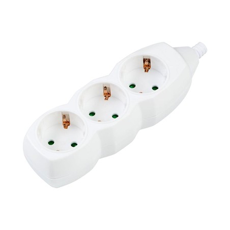 Extensão múltipla 3 tomadas, sem cabo, para ligar, cor branco – Schuko (tipo F)