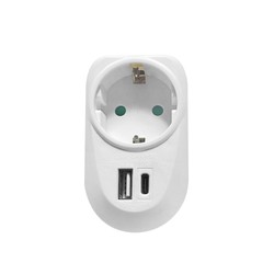 Rozgałęźnik 1 gniazdo + USB-A i USB-C, ochrona przeciwprzepięciowa – Schuko (typ F)