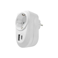Adaptador de tomada 1 tomada + USB-A e USB-C, proteção contra sobretensões – Schuko (tipo F) – foto 3