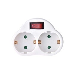 Steckdosenadapter 2-fach, mit Schalter – Schuko (Typ F)