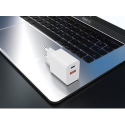 Φορτιστής τοίχου USB-A + USB-C 20 W, γρήγορη φόρτιση, χρώμα λευκό – φωτογραφία 3