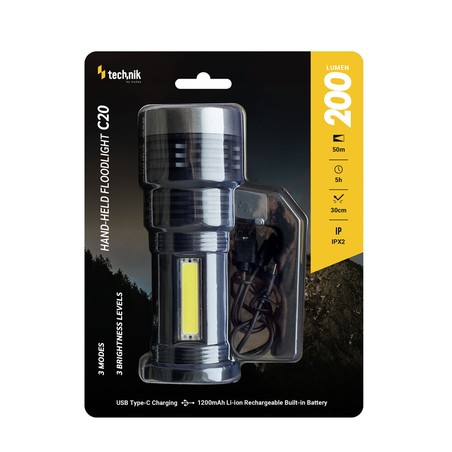 Portable floodlight C20 – 200 lm, rechargeable via micro USB