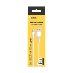 Lade- und Datenkabel USB-A auf micro USB, 1 m, 2,4 A, weiß – Foto 5