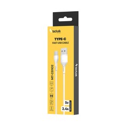 Καλώδιο φόρτισης και δεδομένων USB-A σε USB-C, 1 m, 2,4 A, χρώμα λευκό – φωτογραφία 4