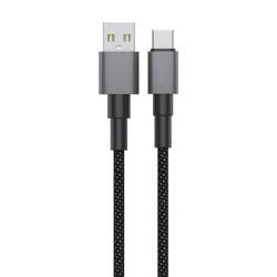 Cabo de carregamento e dados USB-A para USB-C, entrançado, 1 m, 3 A, cor preto – foto 2