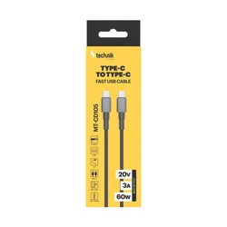 Laad- en datakabel USB-C naar USB-C, gevlochten, 1 m, 60 W, zwart – foto 5