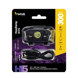 Stirnlampe H15 – 300 lm, aufladbar über USB-C