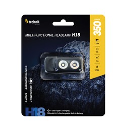 Hoofdlamp H18 – 350 lm, oplaadbaar via USB-C