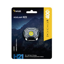 Head torch H21 – 400 lm, rechargeable via USB-C