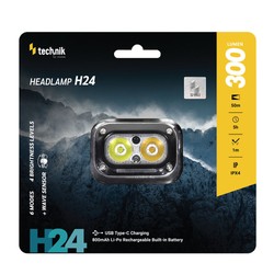 Linterna frontal H24 – 300 lm, recargable por USB-C