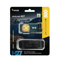 Lampada frontale H27 – 500 lm, ricaricabile via USB-C