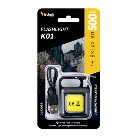 Torcia tascabile K01 – 500 lm, ricaricabile via USB-C