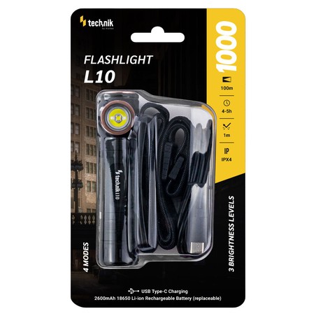 Torcia tascabile L10 – 1000 lm, con batteria 18650