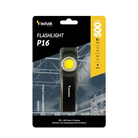 Φακός P16 – 500 lm, επαναφορτιζόμενος μέσω USB-C