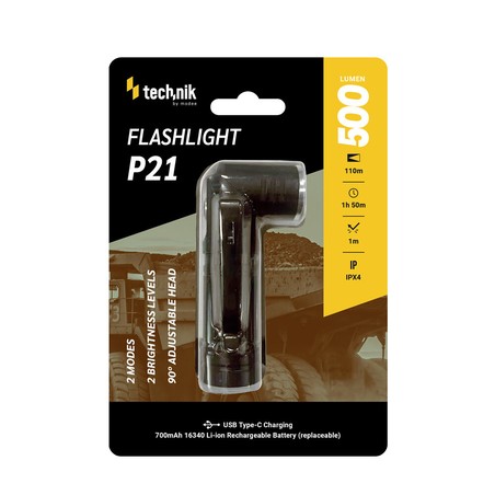 Zaklamp P21 – 500 lm, met 16340-accu