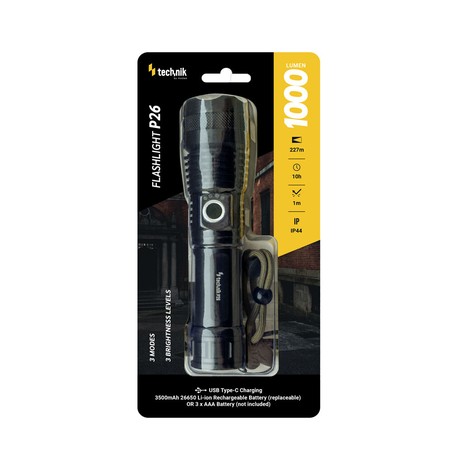 Torcia P26 – 500 lm, con batteria 26650