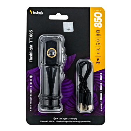 Torcia tascabile TTX85 – 850 lm, con batteria 18650
