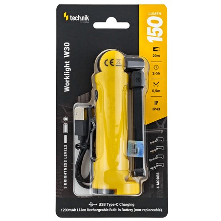 Lampada da lavoro W30 – 150 lm, ricaricabile via USB-C