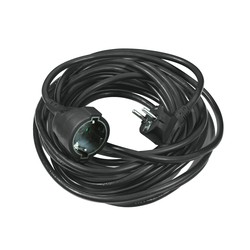 Verlängerungskabel 1-fach, 10 m Gummikabel 3G1,5 mm², schwarz – Schuko (Typ F)