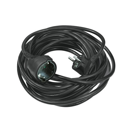Extension lead 1 socket, 10 m rubber cable 3G1.5 mm², black – Schuko (type F)