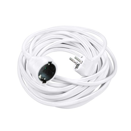 Przedłużacz 1 gniazdo, przewód gumowy 10 m 3G1,5 mm², kolor biały – Schuko (typ F)