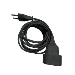 Extension lead unearthed, 2 m cable 2×0.75 mm², black