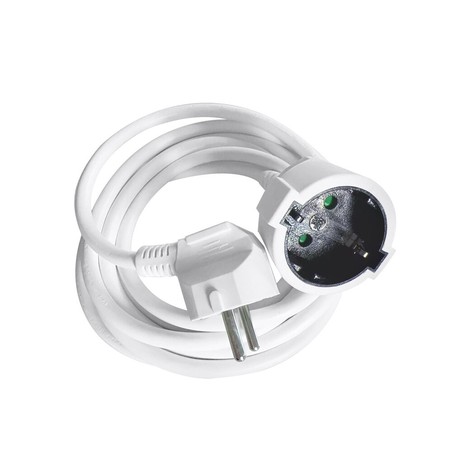 Verlängerungskabel 1-fach, 2 m Gummikabel 3G1,5 mm², weiß – Schuko (Typ F)
