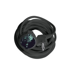 Verlengsnoer 1-voudig, 3 m rubberkabel 3G1,5 mm², zwart – Schuko (type F)