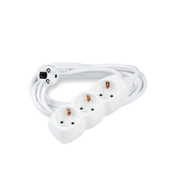Regleta 3 tomas, cable de 3 m, color blanco – Schuko (tipo F)