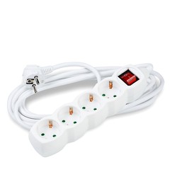 Extensão múltipla 4 tomadas, com interruptor, cabo de 1,5 m, cor branco – Schuko (tipo F)