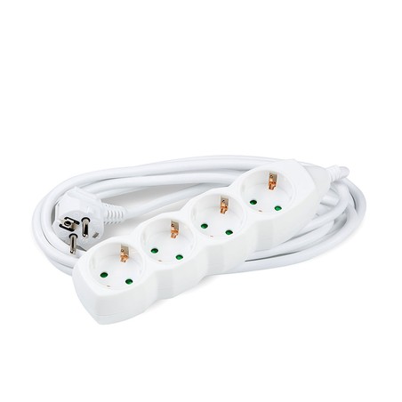 Stekkerdoos 4-voudig, 5 m kabel, wit – Schuko (type F)