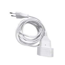 Förlängningssladd ojordad, 5 m kabel 2×0,75 mm², vit