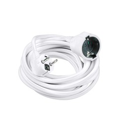 Extensão 1 tomada, cabo de borracha de 5 m 3G1,5 mm², cor branco – Schuko (tipo F)