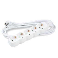 Grenuttag 5 uttag, 1,5 m kabel, vit – Schuko (typ F)