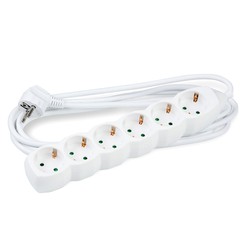 Regleta 6 tomas, cable de 1,5 m, color blanco – Schuko (tipo F)
