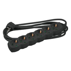Multiprise 6 prises, câble 3 m, noir – Schuko (type F)