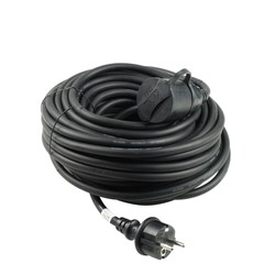Industrieel verlengsnoer 1-voudig IP44, 20 m kabel 3G1,5 mm², zwart – Schuko (type F)