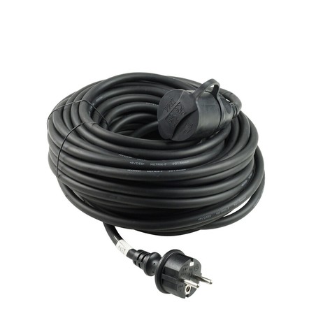 Industrial extension lead 1 socket IP44, 20 m cable 3G1.5 mm², black – Schuko (type F)