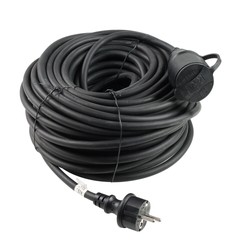 Extensão industrial 1 tomada IP44, cabo de 30 m 3G1,5 mm², cor preto – Schuko (tipo F)