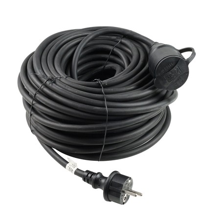 Industrie-Verlängerungskabel 1-fach IP44, 30 m Kabel 3G1,5 mm², schwarz – Schuko (Typ F)