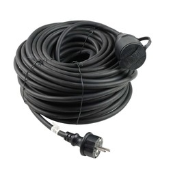 Extensão industrial 1 tomada IP44, cabo de 30 m 3G2,5 mm² H07RN-F, cor preto – Schuko (tipo F)