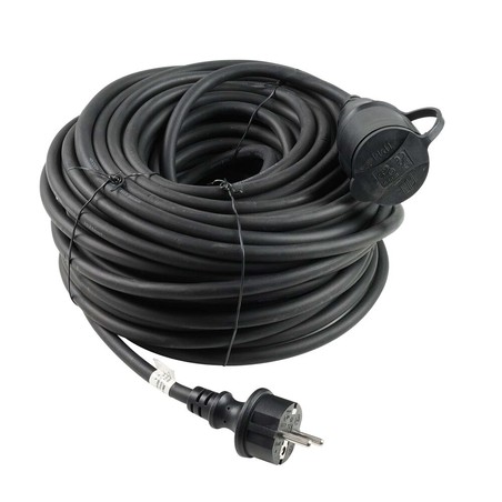 Rallonge industrielle 1 prise IP44, câble 30 m 3G2,5 mm² H07RN-F, noir – Schuko (type F)
