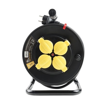 Kabelvinda 4 uttag IP44, 25 m kabel 3G1,5 mm² – Schuko (typ F)