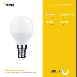 Ledlamp kogel G45 6 W E14 6000 K – 490 lm – foto 4