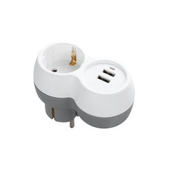 Rozgałęźnik 1 gniazdo + 2 porty USB-A – Schuko (typ F)