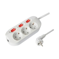 Stekkerdoos 3-voudig, per stopcontact schakelbaar, 1,5 m kabel – Schuko (type F)