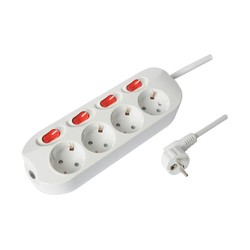 Multipresa 4 prese, interruttore per presa, cavo 1,5 m – Schuko (tipo F)