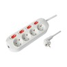 Regleta 4 tomas, interruptor por toma, cable de 1,5 m – Schuko (tipo F)