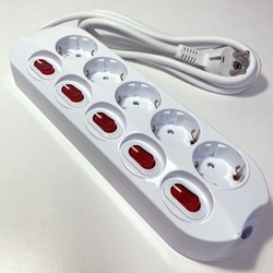 Steckdosenleiste 5-fach, einzeln schaltbar, 1,5 m Kabel – Schuko (Typ F) – Foto 4